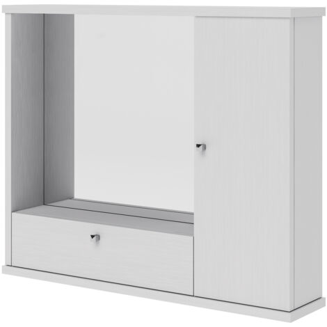 Mobile bagno bianco frassinato con specchio e luce,