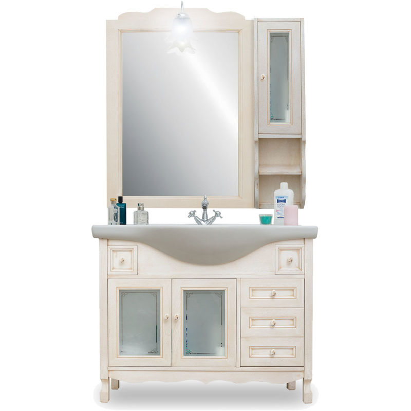 Mobile Bagno Completo Di Lavabo E Specchio.Mobile Bagno Completo Avorio Decape 105 Cm Con Lavabo E Specchio 1418