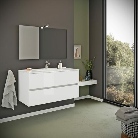 Dmora Mobile sottolavabo sospeso con 1 cassetto e 1 vano, Mobile per bagno  con specchio incluso, Cm 80x59h45, colore Rovere e Bianco : : Casa  e cucina