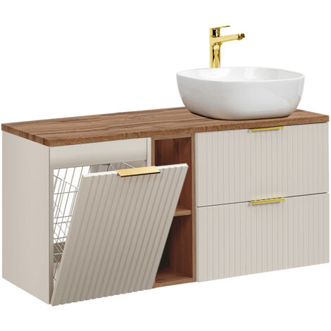 Mobile bagno con lavabo Adriel cashmere e marrone 120cm