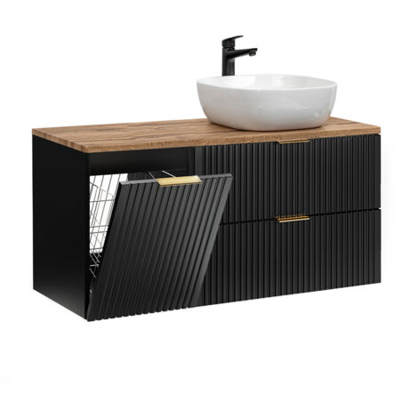 Mobile bagno con lavabo Adriel nero e marrone 120cm
