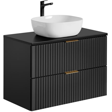 Mobile bagno con lavabo Adriel nero opaco 80cm
