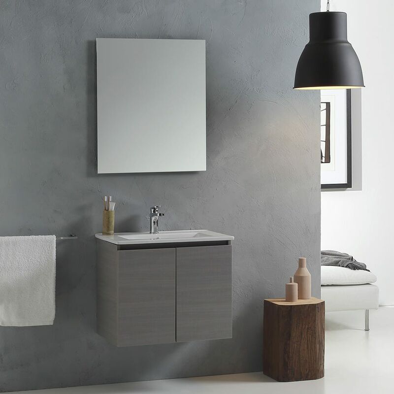 Lavabo Bagno Con Mobile Piccolo.Mobile Bagno Con Lavabo Da 60 Cm Con Ante In Grigio Mod Vinci 02010661000851