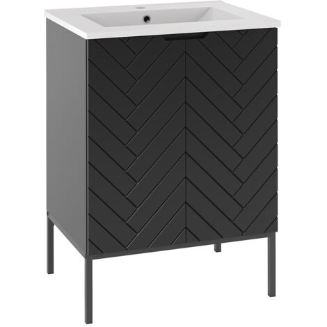 Mobile bagno con lavabo Daria nero 60cm