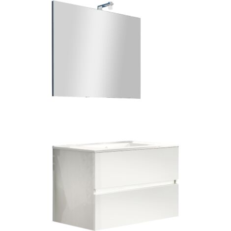 Mobile bagno con lavabo e specchio inclusi finitura bianco 81x47x53h cm - Salone