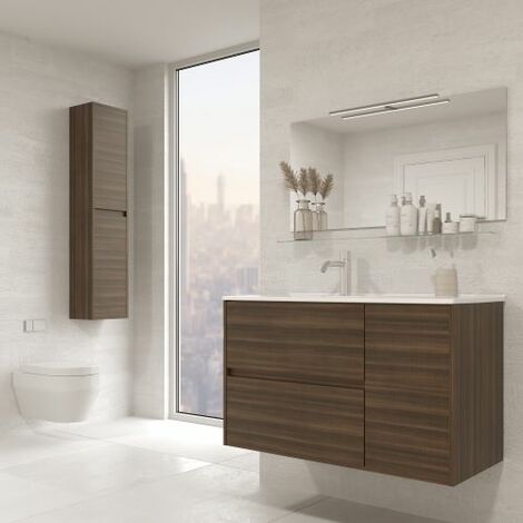 Mobile bagno sospeso Nuar120 rovere eternity doppio lavabo 4 cassetti  120x45x54h