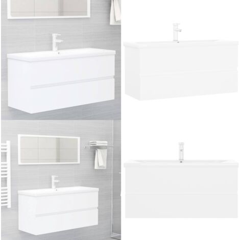 Mobile Bagno con Lavabo Integrato Bianco in Legno Multistrato - Lavabo da incasso - Mobile da bagno