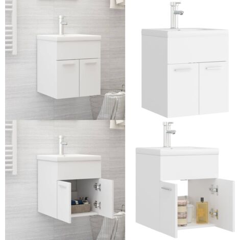 Mobile Bagno con Lavabo Integrato Bianco in Legno Multistrato - Lavabo da incasso - Mobile da bagno