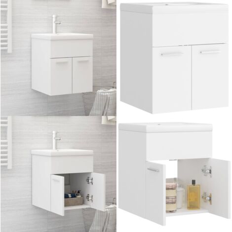 Mobile Bagno con Lavabo Integrato Bianco in Legno Multistrato - Lavabo integrato - Mobile da bagno