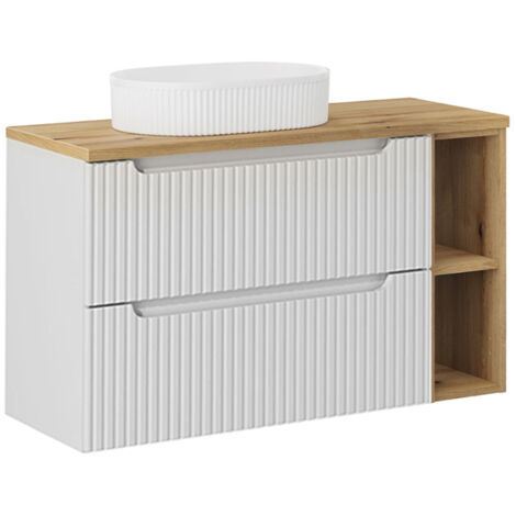 Mobile bagno con lavabo Riva bianco e marrone 100cm