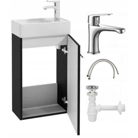 Mobile bagno con lavabo sospeso nero 40x60 Small con rubinetto cromato allungato