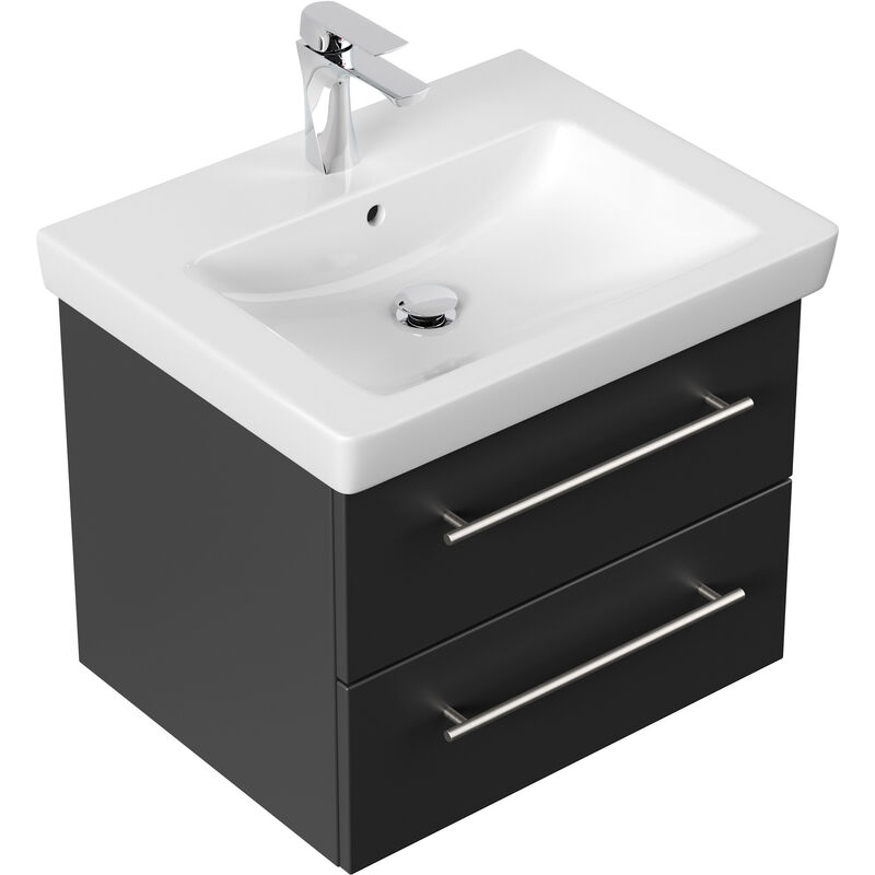 Ceramiche Da Bagno Villeroy Boch.Mobile Bagno Con Lavabo Villeroy Boch Subway 2 0 60cm Nero Satinato 4250524148658