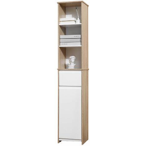 EASYCOMFORT Mobiletto a Colonna Bagno Salvaspazio in MDF Bianco, Armadietto  Bagno Multifunzione per Camera con 3 Ripiani 34x24x170cm