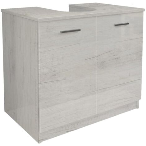 Mobile bagno copricolonna lavello con 2 ante in legno Quercia Bianco
