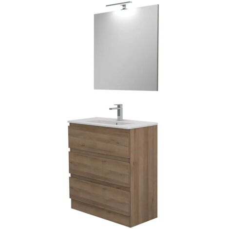 mobile bagno da terra "leonardo" 3 cassetti rovere, 78x39,5x85 cm