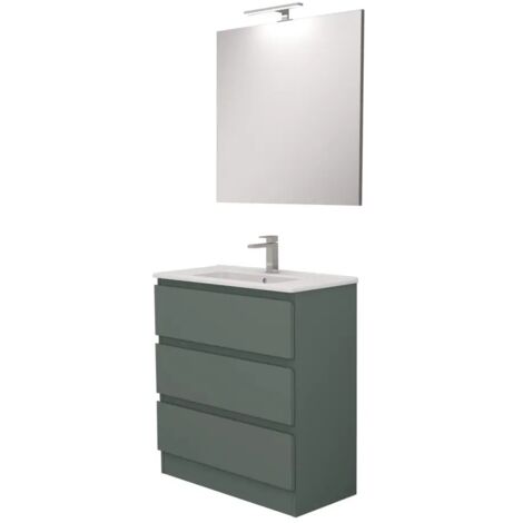mobile bagno da terra "leonardo" 3 cassetti verde salvia, 78x39,5x85 cm