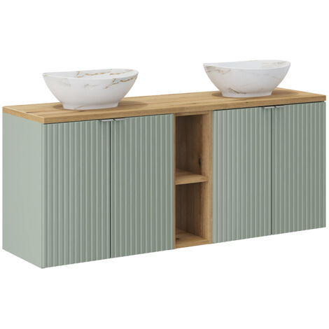 Mobile bagno doppio lavabo Jade verde e marrone 140cm