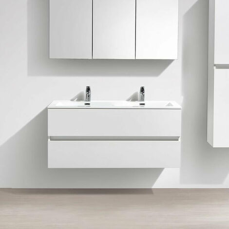 Mobile bagno doppio lavabo SIENA 120 cm - laccato bianco