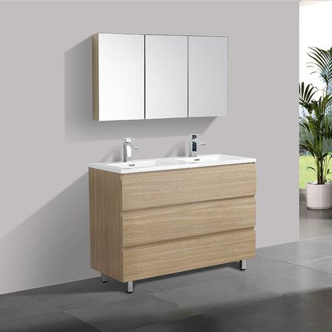 Mobile bagno doppio lavabo VERONA larghezza 120 cm rovere chiaro con venatura