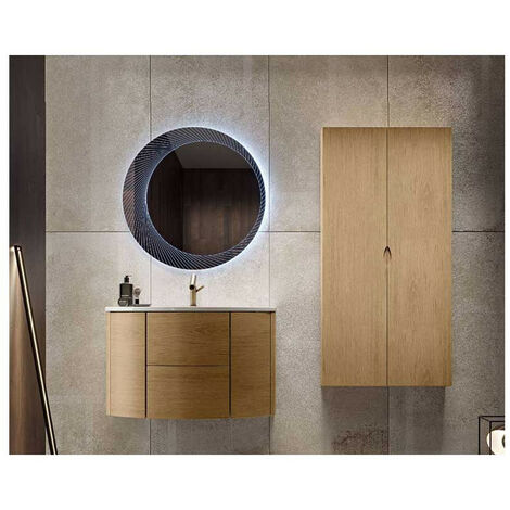 Mobile Bagno Eden120 cm SospesoRovere Tabacco Base 2 cassetti e 2 ante - Lavabo in Resina