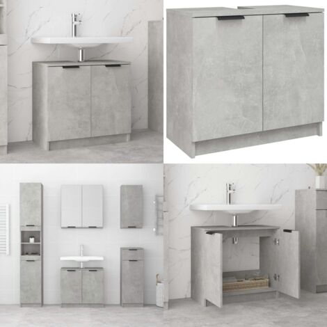 Mobile Bagno Grigio Cemento 64,5x33,5x59cm in Legno Multistrato - Armadio da bagno - Armadio in legno