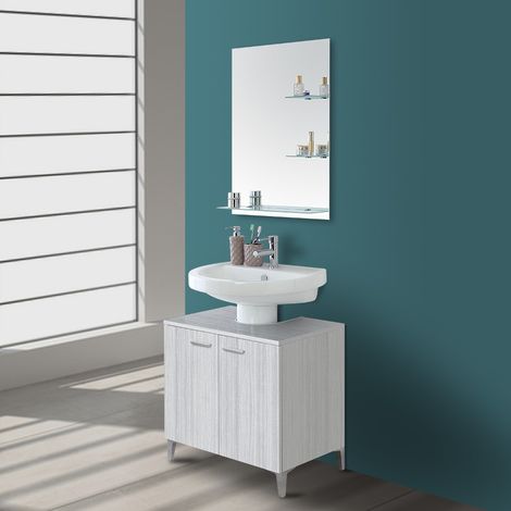 Mobile Bagno Per Lavandino Con Colonna.Mobile Sottolavabo Bagno 55 Cm Grigio 2 Ante Foro Per Colonna Lavabo 8056471551222