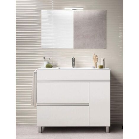 Mobile bagno HEMERA con lavabo, specchio e portasciugamani 100CM Bianco