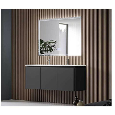 Mobile Bagno Icona140 cm SospesoGrafite Base 3 cassetti - Doppio Lavabo in Resina