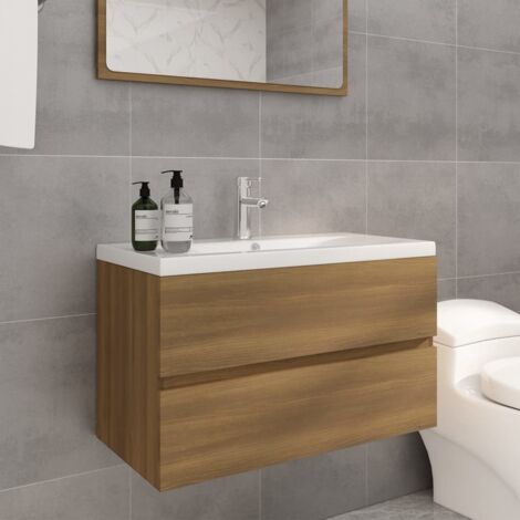 Mobile bagno Geco80 rovere ostippo con lavabo 3 cassetti 80x45x86h