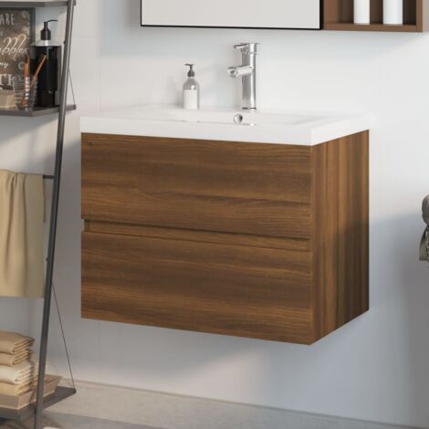 Mobile da bagno sotto lavabo Barrik con top L 50 x marrone, lavabo non  incluso