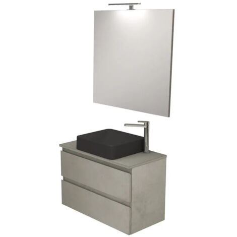 mobile bagno "leonardo" cemento con lavello ad appoggio, 78x40x50 cm