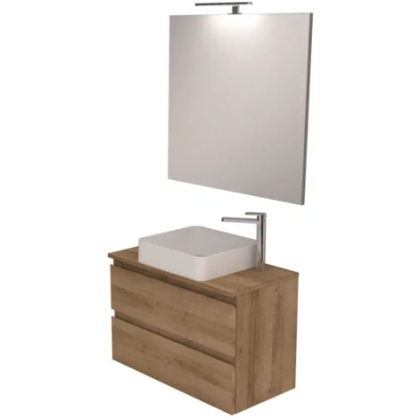 mobile bagno "leonardo" rovere con lavello ad appoggio, 78x40x50 cm