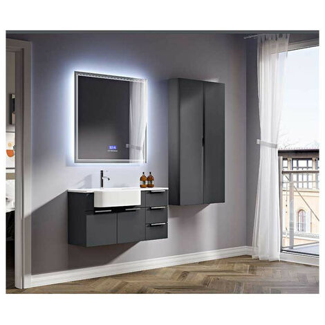 Mobile Bagno Milos70 cm SospesoGrafite Base 2 ante - Lavabo in Resina