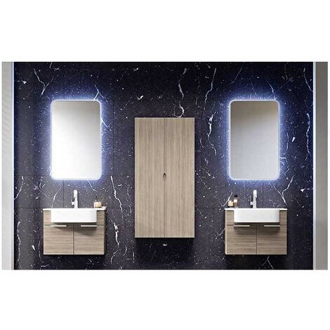 Mobile Bagno Milos70 cm SospesoLarice Base 2 ante - Lavabo in Resina