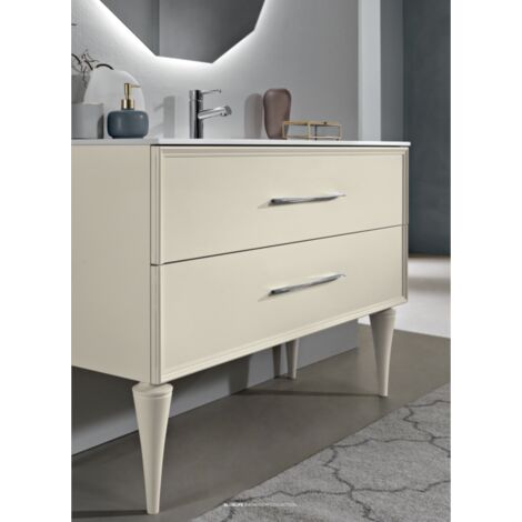 Mobile bagno moderno 100 cm - Avorio Opaco - 2 cassetti - Lavabo - CLASSIC
