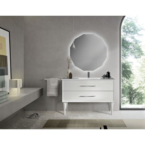 Mobile bagno moderno 100 cm - Bianco Opaco - 2 cassetti - Lavabo - CLASSIC