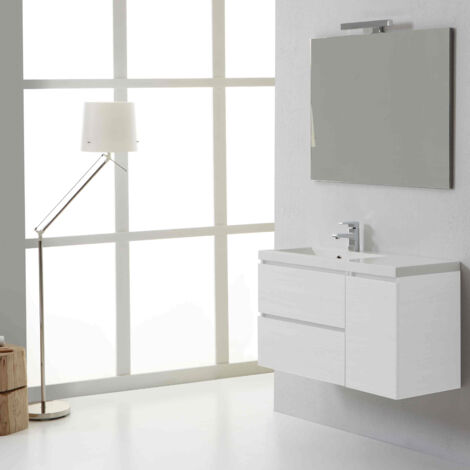 Mobile Bagno Moderno 90 Cm Con Cassetti Bianco  Manhattan