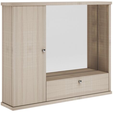 Mobile bagno olmo con specchio e luce, pensile bagno con