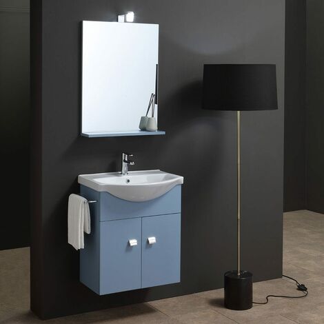 Mobili Da Bagno Piccoli.Mobile Bagno Piccoli Spazi Da 56 Cm Lavabo Specchio E Luce In Blu Pastello 02010041000041