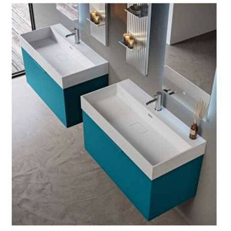 Mobile Bagno PREMIUM - Blu Petrolio - da 90 cm - Made in Italy -  Lavabo Consolle In Resina