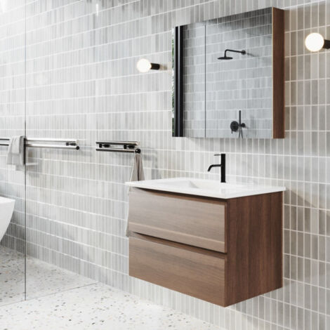 Mobile bagno singolo lavabo MESSINA 80 cm - noce