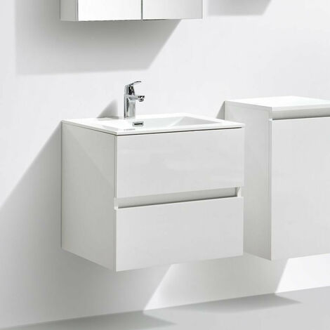 4H0345GR Armadietto per medicinali 47x27x55 cm Bianco Legno Vetro  Rettangolo Mobiletto da bagno sospeso