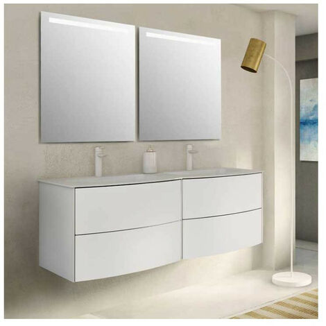 Mobile Bagno Soho122 cm SospesoBianco Opaco Base 4 cassetti - Lavabo in Resina