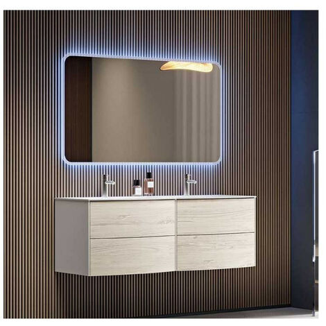 Mobile Bagno Soho122 cm SospesoRovere Sbiancato Base 4 cassetti - Lavabo in Resina