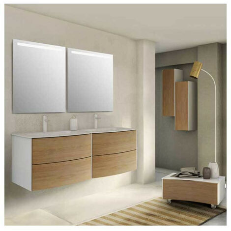Mobile Bagno Soho122 cm SospesoRovere Tabacco Base 4 cassetti - Lavabo in Resina