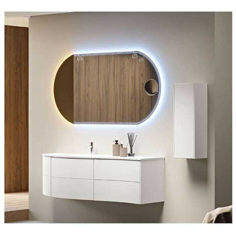 Mobile Bagno Soho151 cm SospesoBianco Opaco Base 4 cassetti e 2 ante - Lavabo in Resina