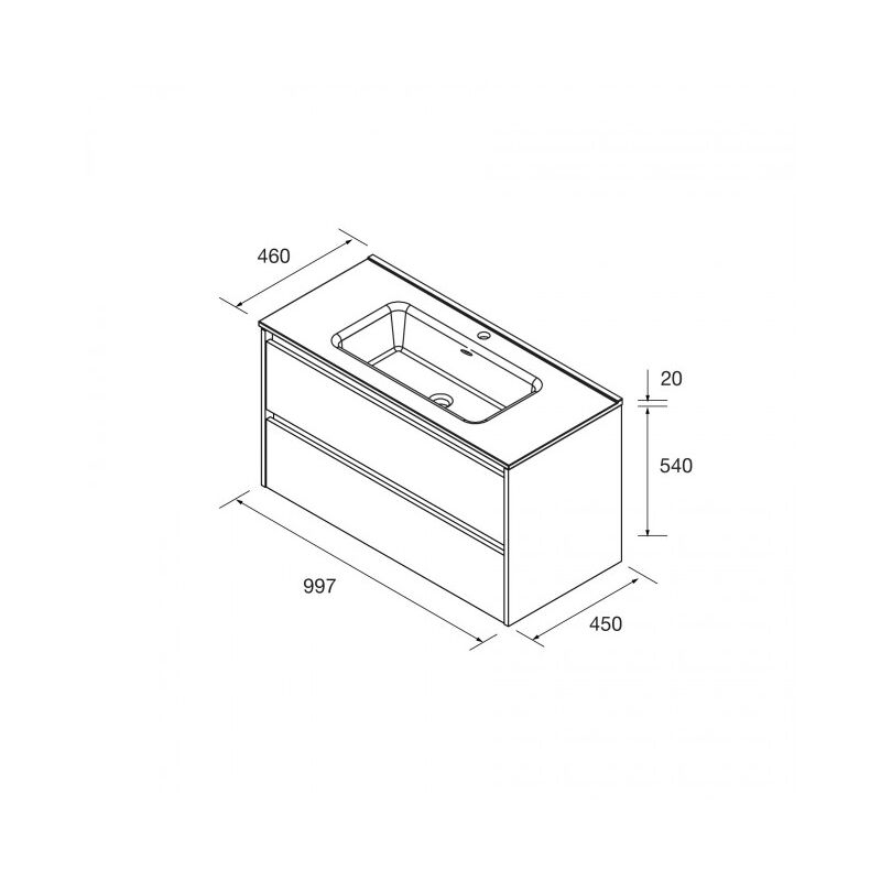 Mobile bagno sospeso 100 cm in legno bianco satinato con lavabo in porcellana - Nova - 100 cm Con colonna