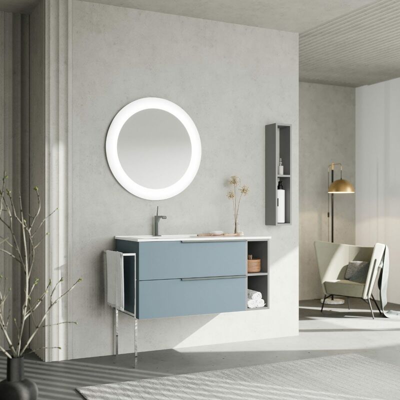 

Kiamami Valentina - MOBILE BAGNO SOSPESO 100CM CELESTE OPACO E LAVABO ASIMMETRICO