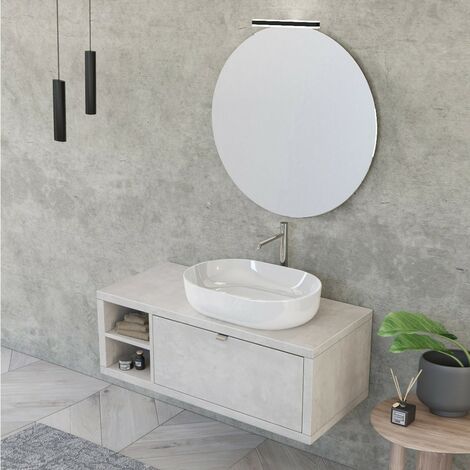 Mobile bagno sospeso 60 cm grigio storm per lavabo d'appoggio - Agave