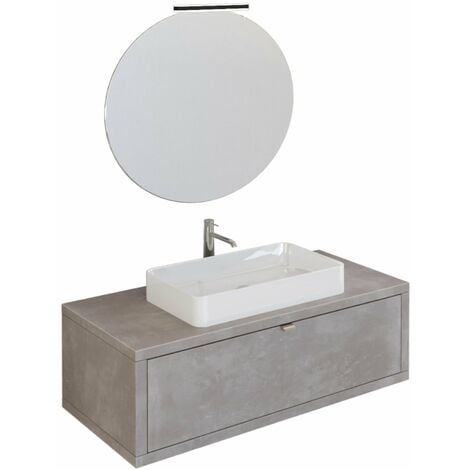 Mobile a Colonna per Bagno 30x30x180 cm in Legno Effetto Cemento Grigio